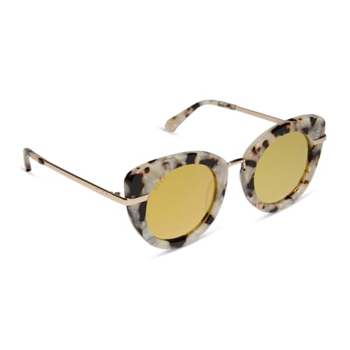 DIFF | Harry Potter Hedwig Oversized Round Designer Sunglasses for Women UV400, Gold Marbled + Gold