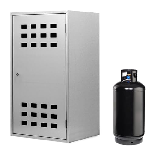 ALLINOX Armadietto Bombole Gas da Esterno, Portabombola Acciaio Zincato RINFORZATO con Ventilazione, Chiusura Sicura per Stoccaggio Bombole 10-25 kg, Resistente agli Agenti Atmosferici (1 Bombola)