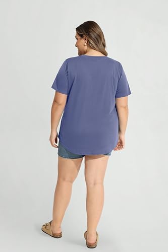 Image of RITERA Women Plus Size Tops Tie Dye V Neck Shirt Floral Camo Summer Short Sleeve Tunic Oversized Ladies Blouse XL-5XL
