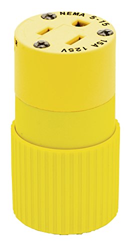 Bryant Electric BRY5369NCCR Industrial Grade Straight Blade Corrosion Resistant Connector, Grounding, NEMA 5-20R, 20 Amp, 125V, Yellow/White