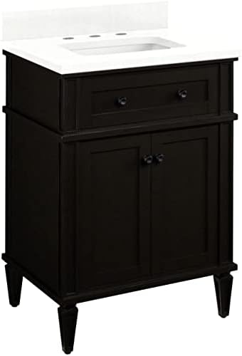 Signature Hardware 483577 Elmdale 24" Free Standing Single Basin Vanity Set with Mahogany Cabinet, Wood Vanity Top, and Porcelain Undermount Sink - 8" Faucet Holes