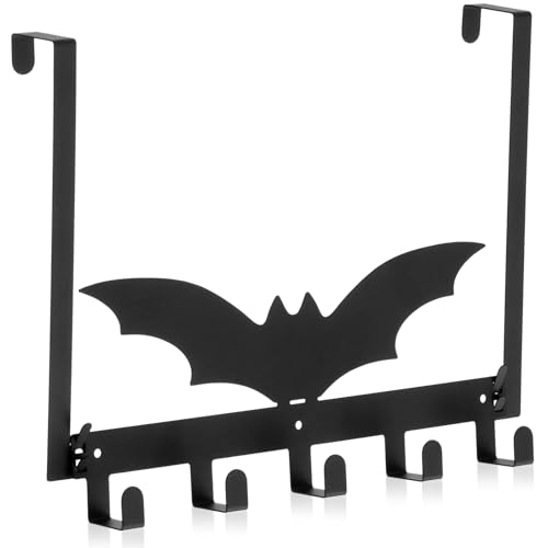 Reallnaive Over The Door Hooks Gothic Shelf Halloween Wall Decor Towel Holder for Bathroom Door Mount Wall Mount Towel Rack(Bat)