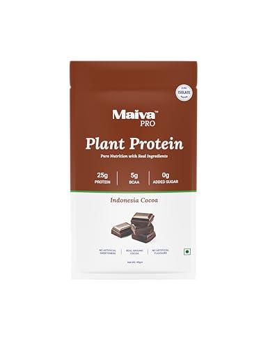 Image of Maiva Pro | Plant Protein Isolate - Indonesian Cocoa - 40gm (Pack of 5) | 25g Protein, 5g BCAA | Essential Amino Acids | Gut Friendly, Easy to Digest | Real Dates | Vegan, Dairy Free, No Preservatives