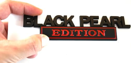 Image of Pirate Plus Black Pearl Edition Trunk Side Rear Front Hood Door Emblem Decal 3D Letter Badge Sticker (Black Red)