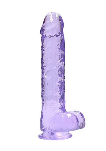Shots RealRock REA093PUR - Gode Réaliste de 22 cm avec Couilles - avec Ventouse - Fabriqué en TPE - Violet