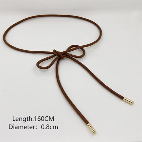 Waist Closing Decorative Non-hole Waist Chain Waist Band Solid Color Knotted Waist Belt Women(coffee)2