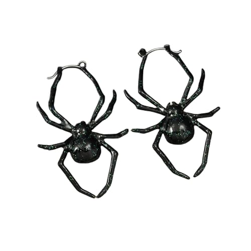 Black Spider Hoop Earrings for Women Punk Halloween Animal Dangle Drop Earring Vintage Click Top Huggies Jewelry Gifts Holiday Party