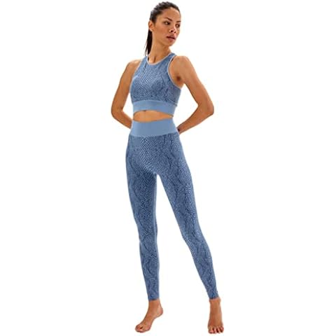 Laura Lily - Women's sports wear set seamless pants push up leggings and fitness bra top for yoga, exercises and gym., Serp Blue, M Cover