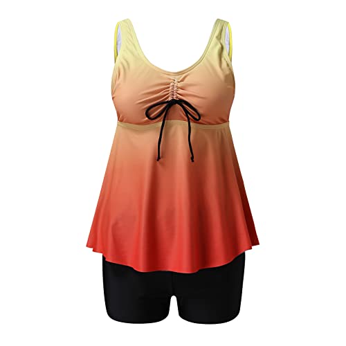 Maillot de bain jupé ventre plat avec short fleuri jaune XL