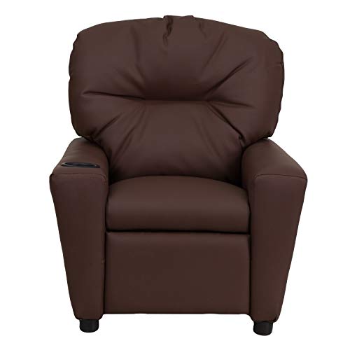 Flash Furniture Contemporary Brown Leathersoft Kids Recliner With Cup Holder #TOP6