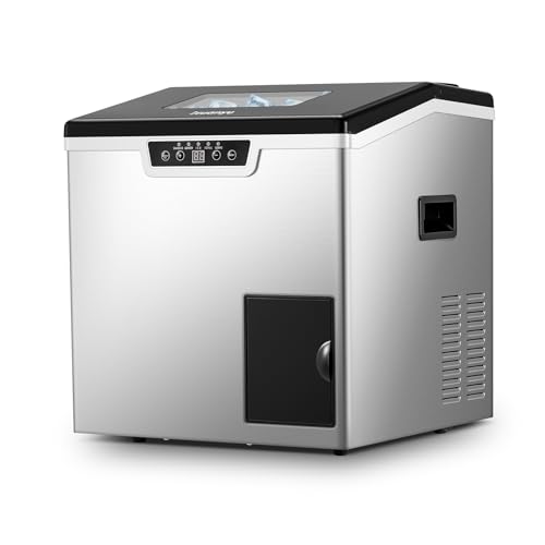 Huanyu Commercial Ice Maker Ice Crusher 2-in-1 Ice Maker and Shaver Machine, 20kg/Day High Output, 3 Water Supply Modes, Adjustable Ice Thickness, Automatic Self-Cleaning