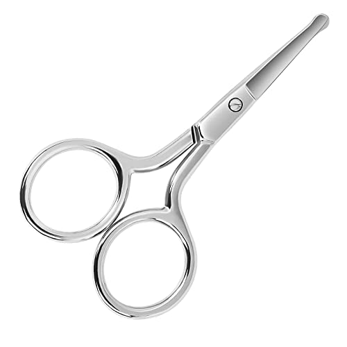 Small Scissors, Eyebrow Scissors, Nose Hair Scissors Round Tip Design, Will Not Hurt the Nasal Cavity. Professional Grooming Scissors for Hair, Eyelashes, Nose, Eyebrow Trimming, Mustache. -AsonTao