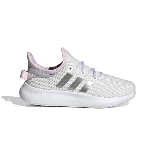 adidas Tênis de corrida unissex Cloudfoam Pure, Branco/Prata Metálico/Prata Dawn, 3 Little Kid