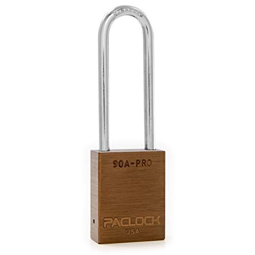 Image of PACLOCK's 90A-PRO Padlock, 1 /4 inch Diameter Hard. Steel Shackle, 3 inch Tall, High Performance 7-Pin Cylinder w / 1 Key, Keyed Differently, Brown