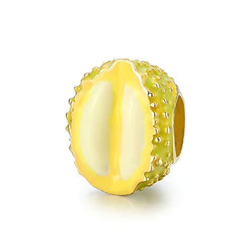 Durian Charm 925 Sterling Silver Food Charm Donut Charm Drink Charm Birthday Charm for Pandora Charm Bracelet (Durian)