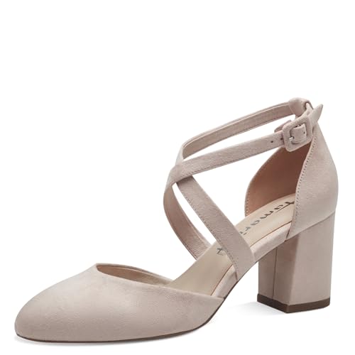 Tamaris Damen Pumps Textil Blockabsatz Vegan; Powder, EU 38
