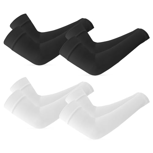 AEYURUID Manguitos Running,Manguitos Voleibol,Mangas Para Brazos Protección Sol,Mangas Para Brazos Hombre,Mangas Para Brazos,Manguitos Ciclismo,Manga Gaming,Manguitos Bicicleta,2 Blanco,2 Negro