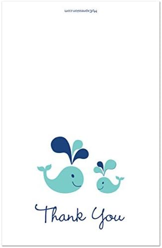 MyExpression.com 50 Cnt Teal Whale Splash Baby Shower Thank You Cards