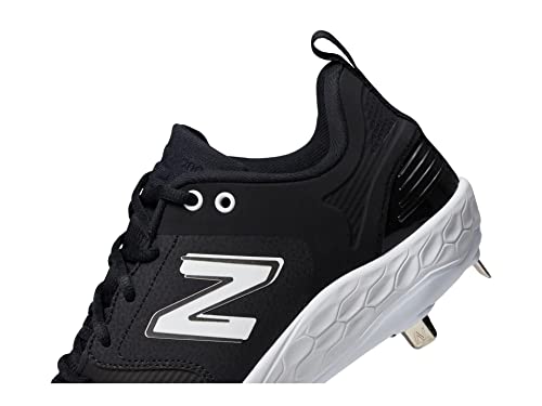 New Balance Women's Fresh Foam Velo V3 Softball Shoe, Black/White, 6