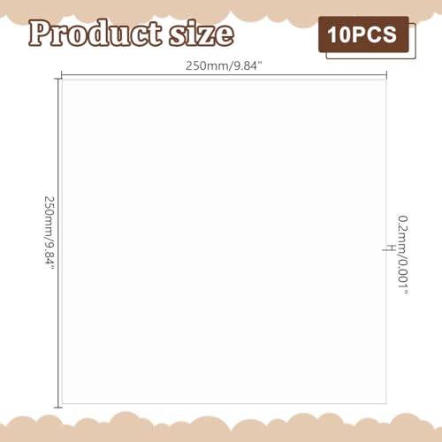 Image of AHANDMAKER 10 Sheets Clear PET Sheet 9.84 x 9.84 Inch Transparent 0.2mm Thin Plastic Sheets Thin Acrylic Panel for Crafts, Picture Frames, Painting, DIY Display