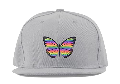 Casquette de baseball papillon en coton premium gris avec visière plate