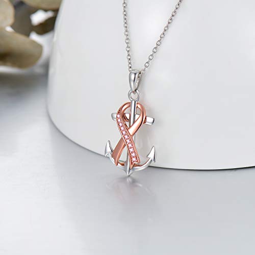 PEIMKO Breast Cancer Awareness Survivor Jewelry Gifts for Women, 925 Sterling Silver Breast Cancer Survivor Heart Pendant Necklace for Women Post Surgery Survivor Chemo4