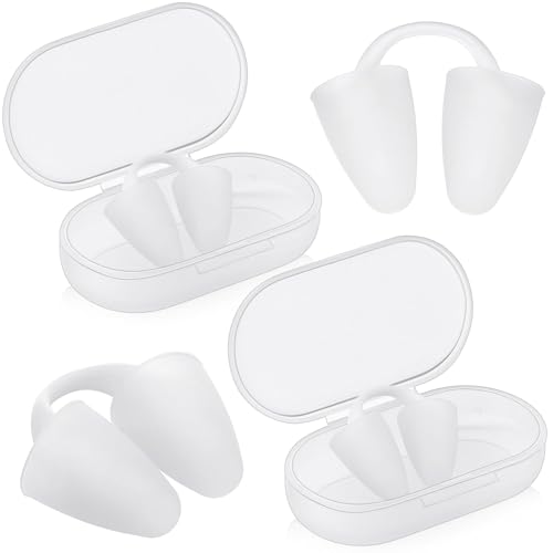 YEAMLTE Tappi per Naso in Silicone Impermeabili, 2 PCS Nasello Invisibile Clip, Tappo Naso Piscina, Riutilizzabile, con Scatola Portaoggetti, Adatto ai Principianti del Nuoto e del Surf (A)
