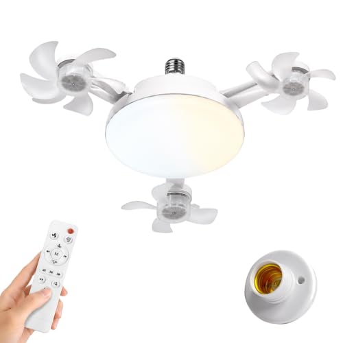 Ventilador de techo tipo dron de 3 cabezales E27 con luz regulable de 3000K-6000K