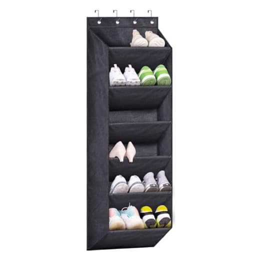 SLEEPING LAMB Shoe Rack for Door with Large Deep Pocket, Hanging Door Shoe Organizer for Closet Hanger, Dorm and Narrow Door Storage Shoe Holder, Black