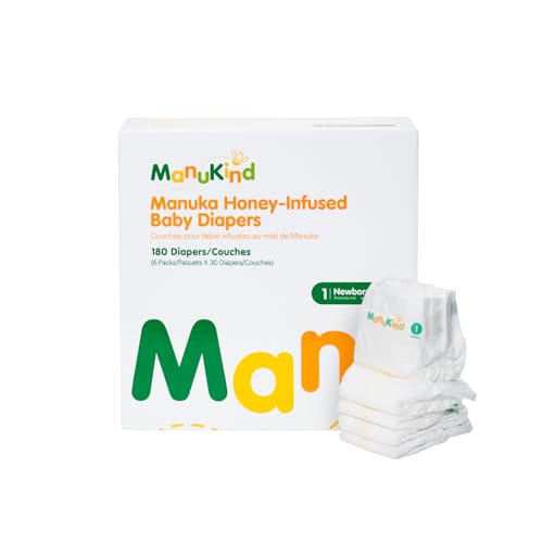 ManuKind Baby Diapers, Manuka Honey Infused, Ultra Soft, Plant-Based Materials, Quick-Dry Comfort, Leak Guard Protection, Size 1 – 180 Diapers (6 Packs of 30) by ManuKind - Image 2