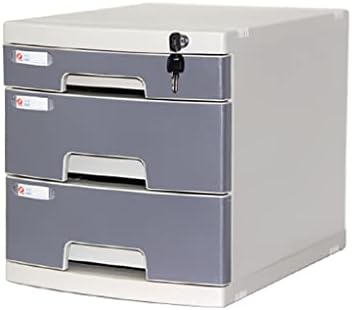 HOTLIGHT Finishing Cabinet Office File Cabinet, Desktop Data File Storage with Lock, 3 Drawers PP Material with Index Label Storage Box (Color : B, Size : 29.5 * 39.4 * 32.5cm)