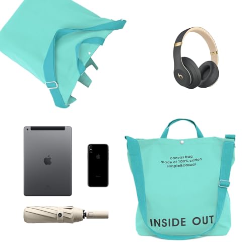 Image of Canvas Tote Bag For Women inside out bag Crossbody Handbag with Adjustable Strap and Coin Purse for Work,Travel,Grocery