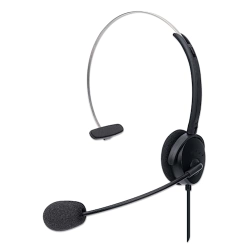 Manhattan Usb Headset With Mic & 5 Ft Cable - Cushion Mono/Single-Sided, On-Ear, In-Line Volume Control, Adjustable Headband - For Desktop, Laptop, Computer, 179867 #TOP26