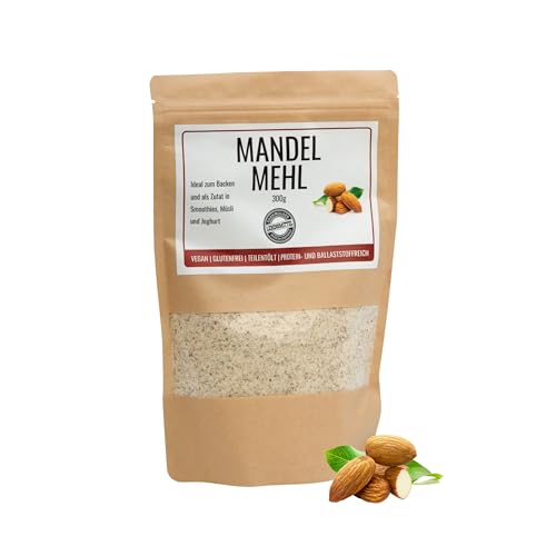 ODENWÄLDER LEBENSMITTEL Premium Mandelmehl, Proteinreich & 100% Natürlich, fein gemahlene Mandeln Vegan & Teilentölt - Made in Germany - 300g