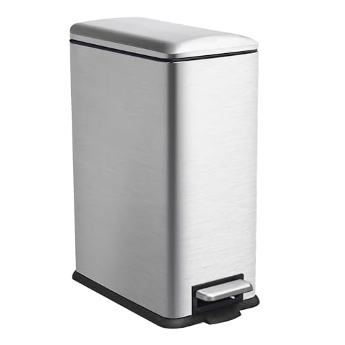 JM ·YIPENG Mülleimer Küche, 30 L Tretmülleimer mit Deckel, Edelstahl Küchenmülleime mit Inneneimer, Rechteckiger Abfalleimer für Küche, Bad, Schlafzimmer, Büro