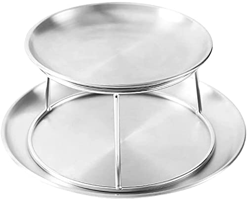 Bandeja para servir de acero inoxidable de dos niveles, perfecta para mariscos gourmet de té de la tarde, cupcakes y aperitivos, elegante exhibición para fiestas y eventos