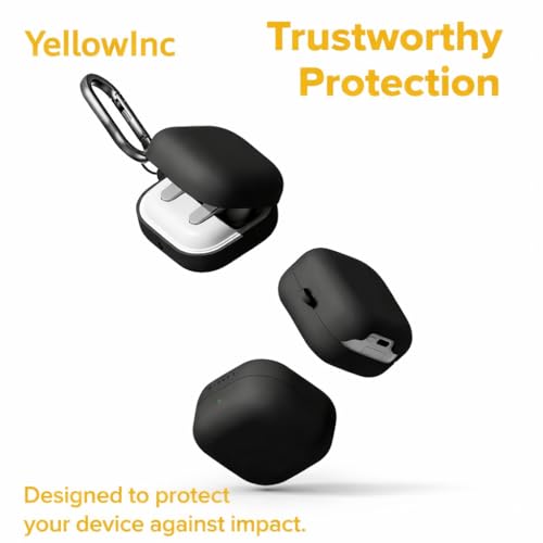 Image of Liquid Silicone Case Cover for Samsung Galaxy Buds 4 and 4 Pro with Heavy Duty Carabiner (Navy Blue, Silicone)