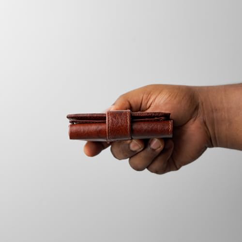 Image of Brown Tri-Fold Genuine Leather RFID Blocking Wallet for Men with 8 Card Slots