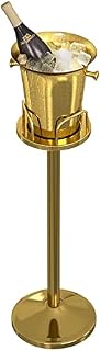 GXFeng Ice Bucket with Stand 201 Stainless Steel Ice Cube Container Cooler Chiller with Carrying Handle for Wine Champagne Beer KTV Clubs Bar Parties, 5L (Color : Stand 60cm tall, Size : Gold)