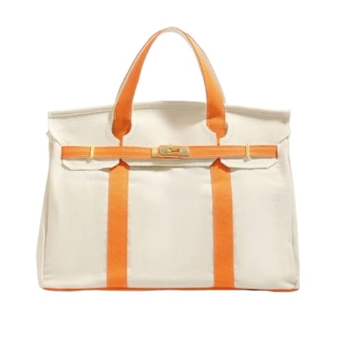 MUSM This canvas tote bag large and classic style is perfect for travel and shopping. (Sunset orange)