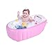 Signstek Bañera inflable para bebés, lavabo para bebés y bebés, baño para bebés, bañera antideslizante plegable, seguridad y portátil, un inflador incluido (para 0-4 años) (rosa)