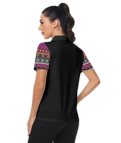 Jacketown Womens Golf Polo Shirts Moisture Wicking Printed Polo Breathable Outdoor Short Sleeve T Shirts(Dark Blue, 2Xl) #TOP1