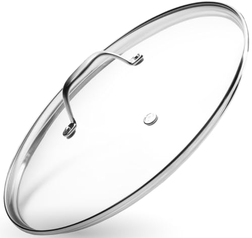 Onyx Cookware Couvercle en verre de 28 cm | Convient pour poêles et casseroles | Résistant à la chaleur jusqu'à 250 °C | Couvercle avec valve vapeur intégrée | Passe au lave-vaisselle | Verre trempé