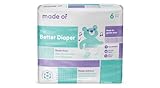 MADE OF The Better Baby Diapers - Hypoallergenic Diapers for Sensitive Skin, Unscented, 10 Hour Absorbency - Pediatrician and Dermatologist Tested - Size 6 (84 Count)