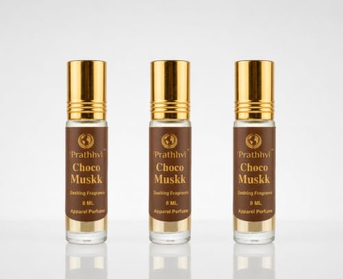 Image of RATHHVI Choco Muskk Attar Roll-On Perfume Oil 8 ml x 3 | Alcohol Free | Long Lasting Rich Fragrance | Men & Women | Pocket Size Travel Friendly Roll On | Daily Wear Fragrance - Pack of 3