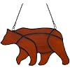 Amazon.com: BOXCASA Bear Decor Stained Glass Window Hangings,Brown Bear ...