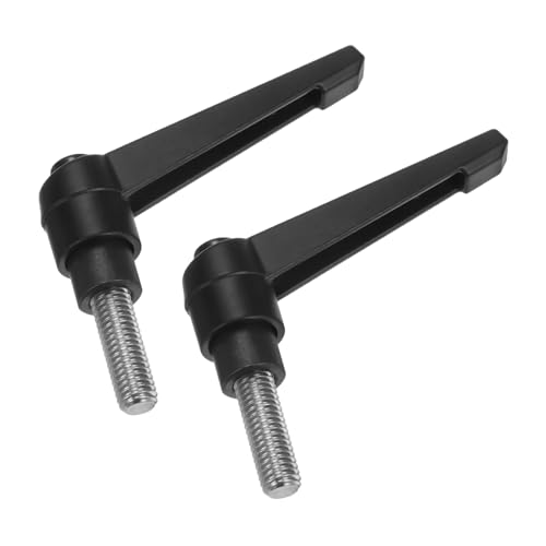Image of uxcell 2pcs Clamping Lever Handles, M8 x 20mm 304 Stainless Steel Threaded Male Stud, Adjustable Handles Locking Quick Release Ratchet Push Button Bolt Knobs, Black