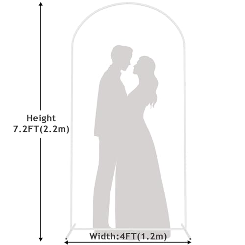 Image of Putros Arch Backdrop Stand 7.2ft, Metal Wedding Arch Stand, White, Arched Background Frame for Birthday Party, Baby Shower, Graduation, Photography Decoration