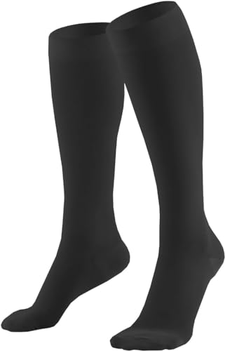 Image of Compression Socks Men Women 20-30 mmHg Knee High Medical Athletic Compression Stockings For Running, Nurses, Pregnancy, Basketball, Football, Black