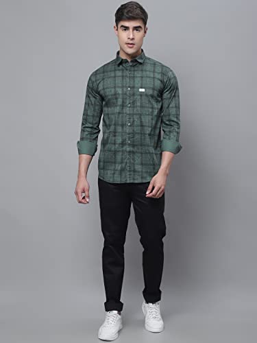 Image of Majestic Man Cotton Checkered Slim Fit Casual Shirt For Men